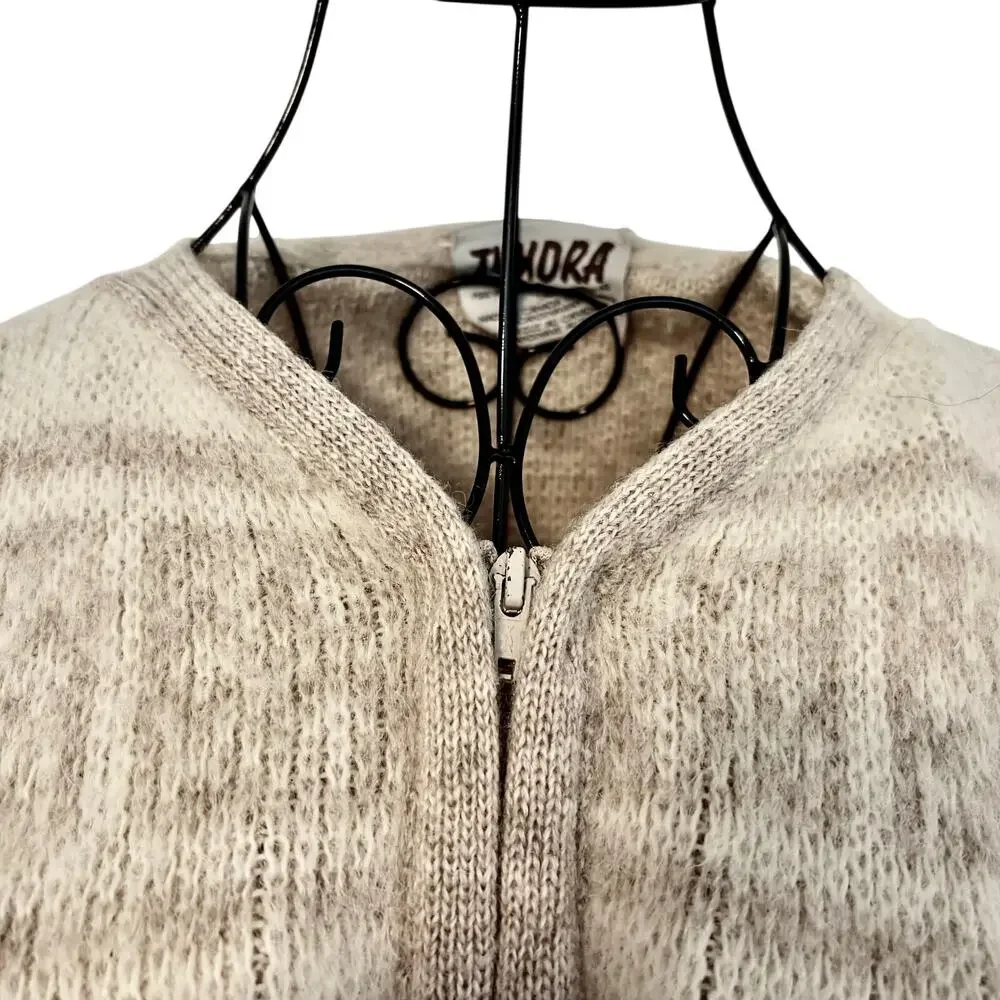 Vintage Tundra Canada Fluffy Scandanavian Wool Zip Cape Coat w/ Hooded Scarf